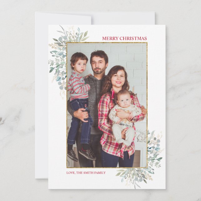 Festividades Cartão de Férias de Natal do Winter Greenery (Frente)