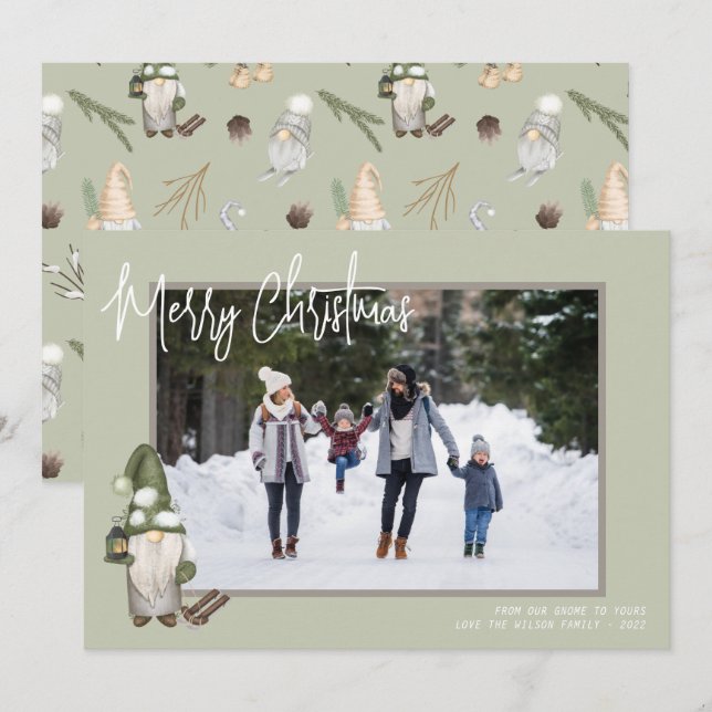 Festividades Cartão de Férias de Natal dos Gnomos (Frente/Verso)
