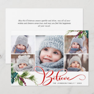 Festividades Cartão de Férias de Natal Elegante Holly Pine 5