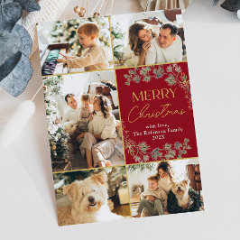 Festividades Cartão de Férias de Natal Elegante Red Merry