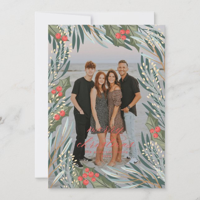 Festividades Cartão de Férias de Natal Elegante Verde (Frente)