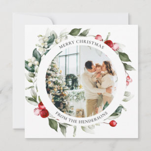 Festividades Cartão de Férias de Natal Feliz Berry Wreath