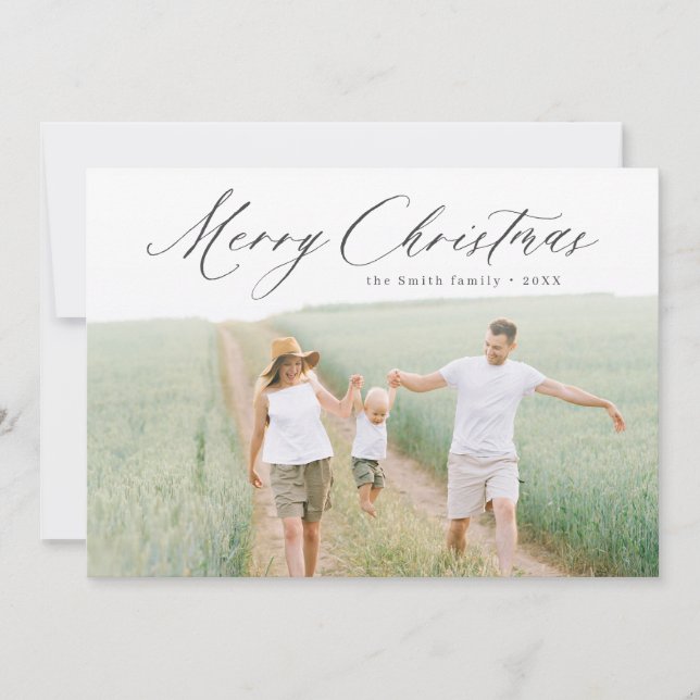 Festividades Cartão de Férias de Natal Feliz de Script Moderno (Frente)