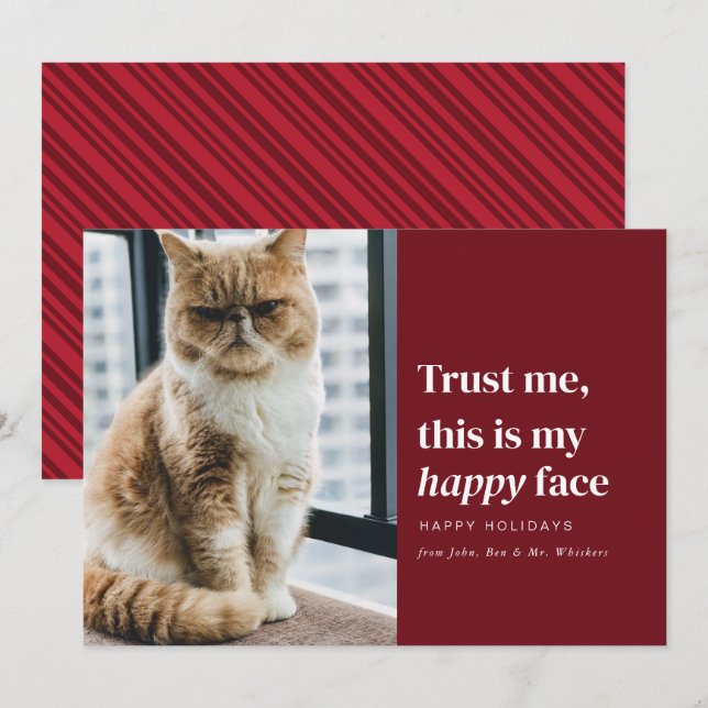 Festividades Cartão de Férias de Natal Feliz Rosto Engraçado Pe (Frente/Verso)