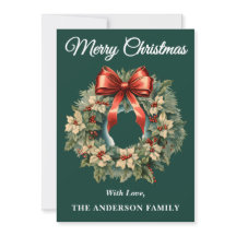 Cartão de Férias de Natal Green Holly Berry