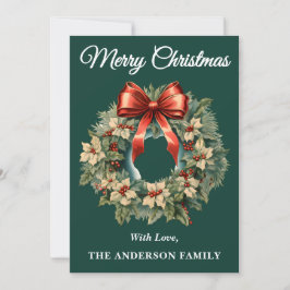 Festividades Cartão de Férias de Natal Green Holly Berry