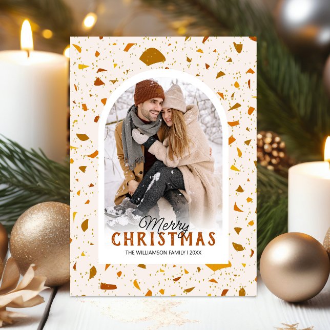 Festividades Cartão de Férias de Natal Moderno Terrazzo (Criador carregado)