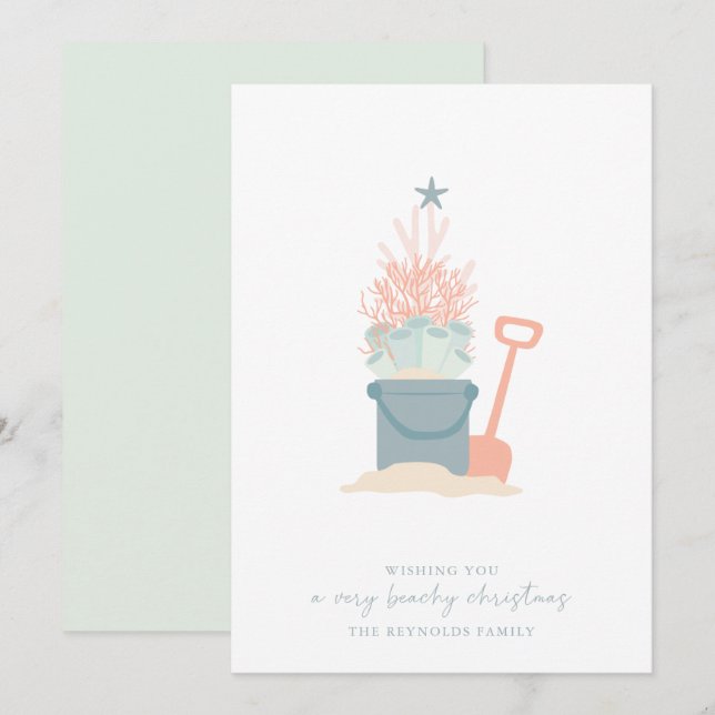 Festividades Cartão de Férias de Natal na Costa do Mar (Frente/Verso)