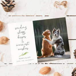 Festividades Cartão de Férias de Natal para Beijo Foto de Cão