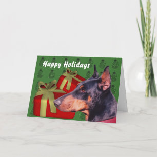 Festividades Cartão de Férias de Natal para Cão Doberman Pinsch