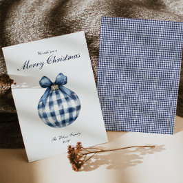 Festividades Cartão de Férias de Natal para Ornamento Azul Trad