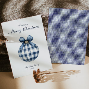 Festividades Cartão de Férias de Natal para Ornamento Azul Trad