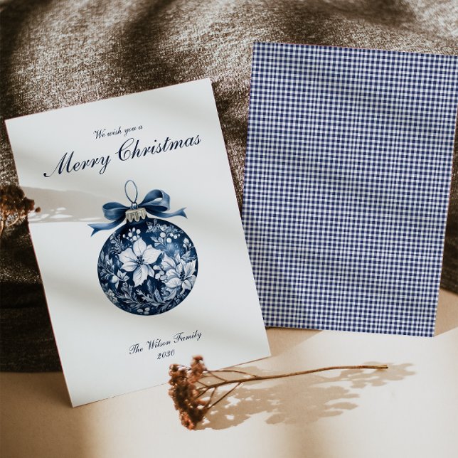 Festividades Cartão de Férias de Natal para Ornamento Azul Trad (Criador carregado)