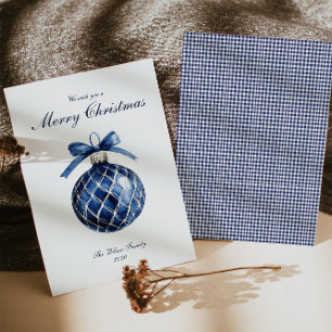 Festividades Cartão de Férias de Natal para Ornamento Azul Trad
