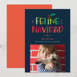 Festividades Cartão de Férias de Natal Pet Feline Navidad