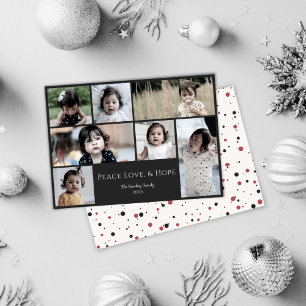Festividades Cartão de Férias de Natal Preto da Esperança Peace