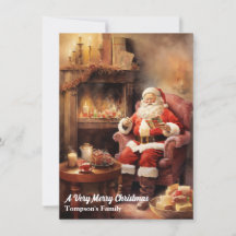 Cartão de Férias de Natal Vintage Retro Santa Clau