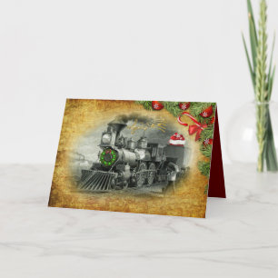 Festividades Cartão de Férias de Natal Vintage Steam Train