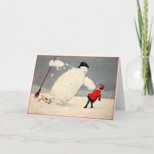 Festividades Cartão de Férias de Papai Noel Caindo Vintage
