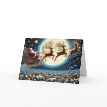 Cartão de Férias de Papai Noel e Rena