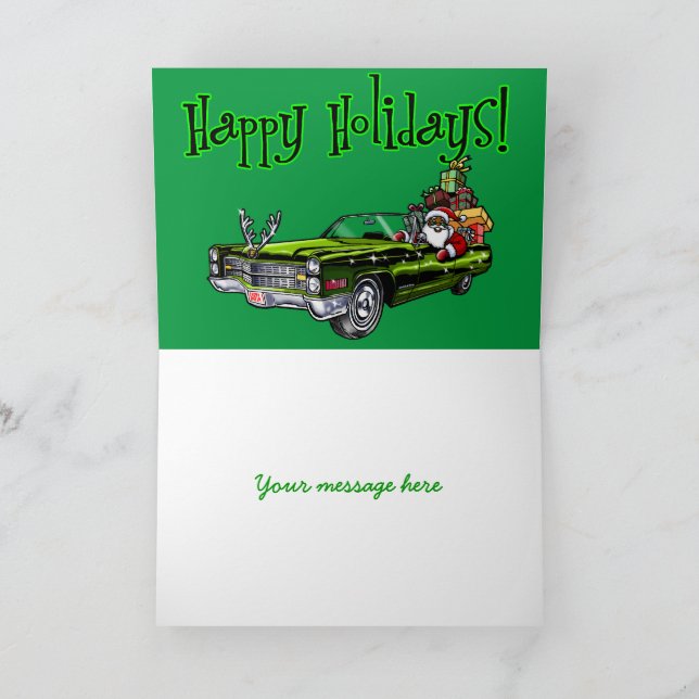 Festividades Cartão de Férias de Papais noeis Afro-Americanos (Interior)