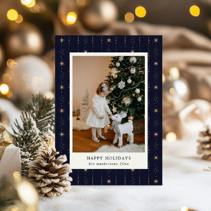 Festividades Cartão de Férias de Papel de Carteira Azul E Doura