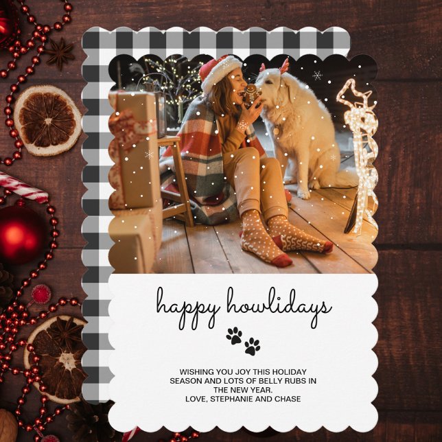 Festividades Cartão de Férias de Pet Pet para Felizes Howlidays (Happy Howlidays Holiday Cheer Card featuring a custom photo of you and your dog 
)