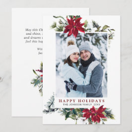 Festividades Cartão de Férias de Poinsettia Natal Elegante