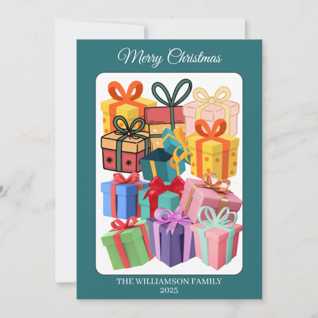 Festividades Cartão de Férias de Presentes Coloridos Mínimos (Frente)