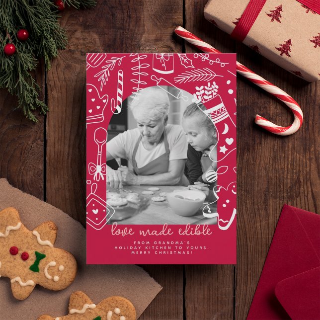 Festividades Cartão de Férias de Receita Vermelha Natal (Criador carregado)