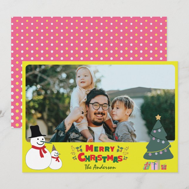 Festividades Cartão de Férias de Saudação de Natal para Snowman (Frente/Verso)