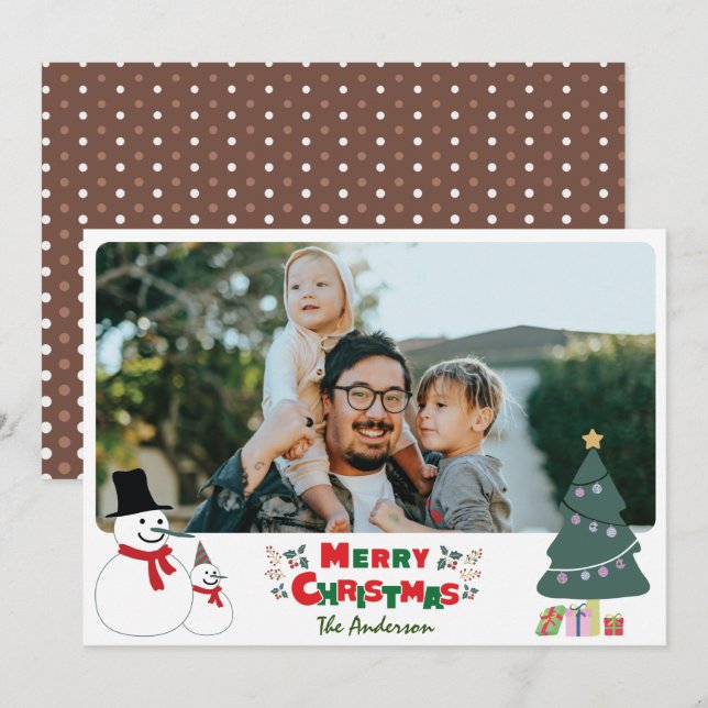 Festividades Cartão de Férias de Saudação de Natal para Snowman (Frente/Verso)