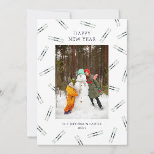 Festividades Cartão de férias de skis Vintage