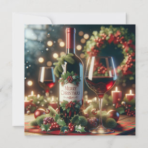 Festividades Cartão de Férias de Vinho de Natal
