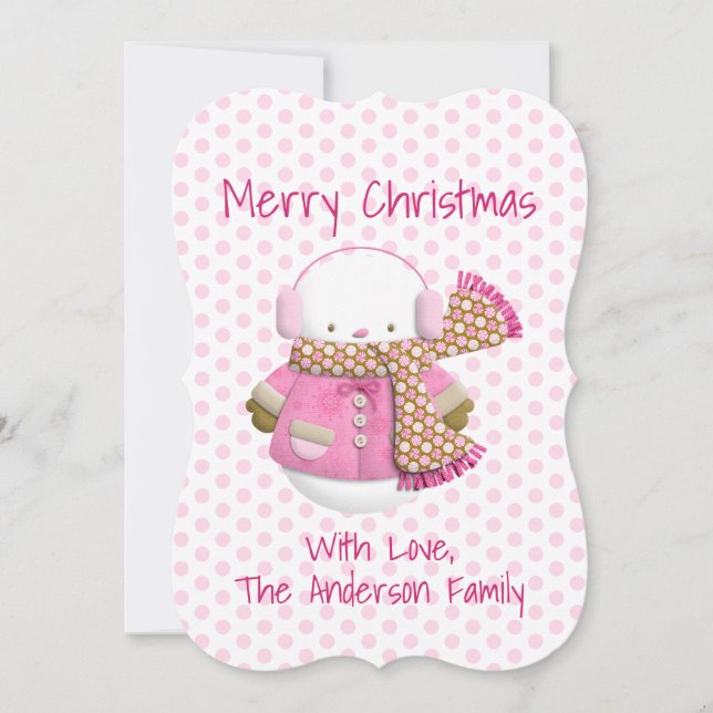 Festividades Cartão de Férias do Boneco de Neve Rosa Lindíssimo (Frente)
