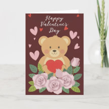 Cartão de Férias do Dia dos Namorados do Ursinho d