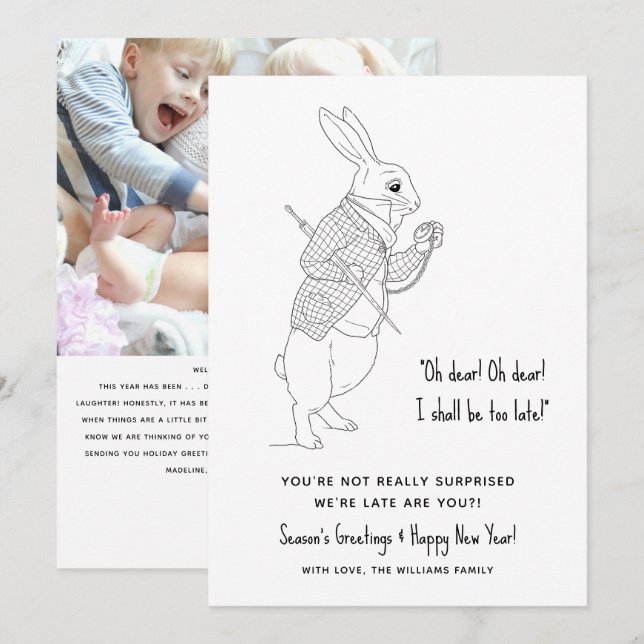 Festividades Cartão de Férias do Feliz ano novo de Fotografias  (Frente/Verso)