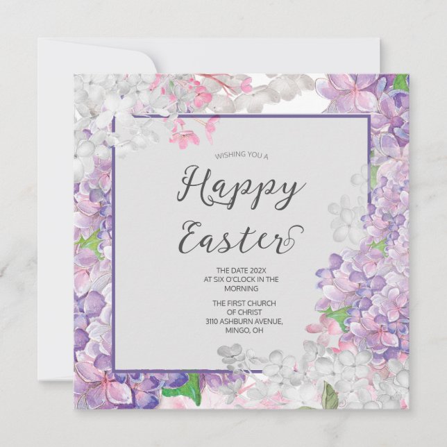 Festividades Cartão de Férias do Felz pascoa Lilacs Blooming (Frente)