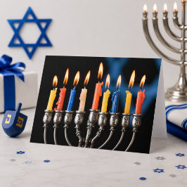 Festividades Cartão de Férias do Menorá de Hanukkah