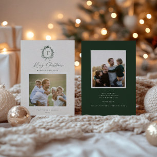 Festividades Cartão de Férias do Monograma Botânico Vintage