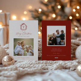 Festividades Cartão de Férias do Monograma Botânico Vintage