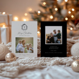 Festividades Cartão de Férias do Monograma Botânico Vintage