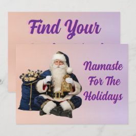 Festividades Cartão de Férias do Papai Noel Meditando Azul Mari