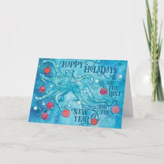 Festividades Cartão de Férias do Polvo Feliz