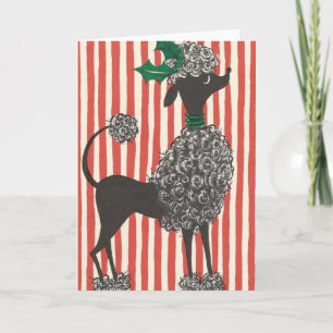 Festividades Cartão de Férias do Poodle Vintage