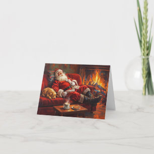 Festividades Cartão de Férias Dobrado do Papai Noel Descansando