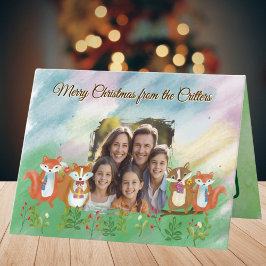 Festividades Cartão de Férias Dobrado, em lenha, Quirky