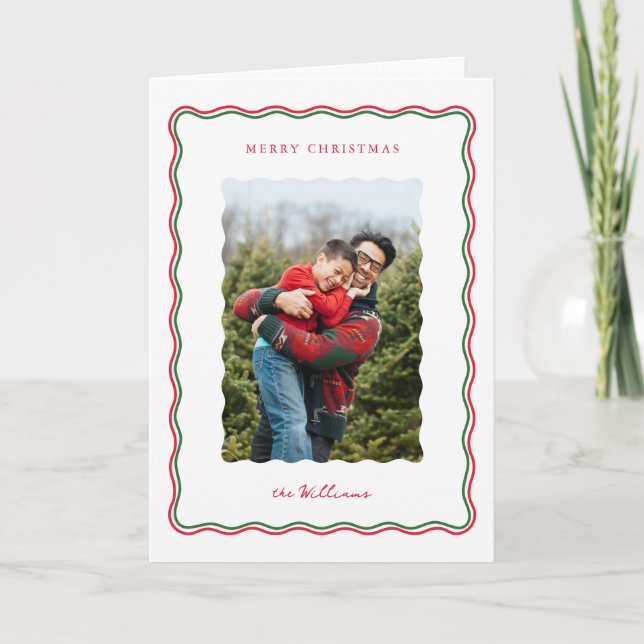 Festividades Cartão de Férias dobrado em onda moderna (Frente)