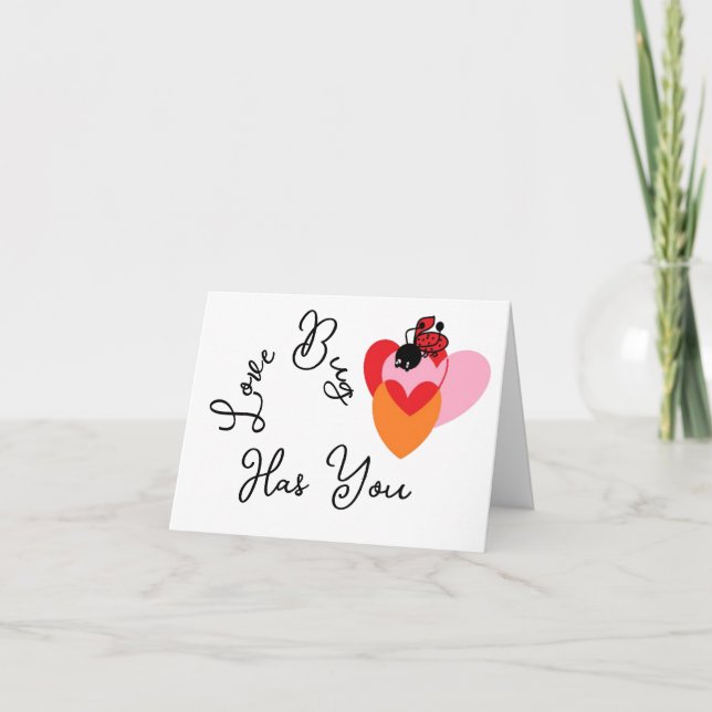 Festividades Cartão de Férias Dobrado: Love Bug Dia dos Namorad (Frente)