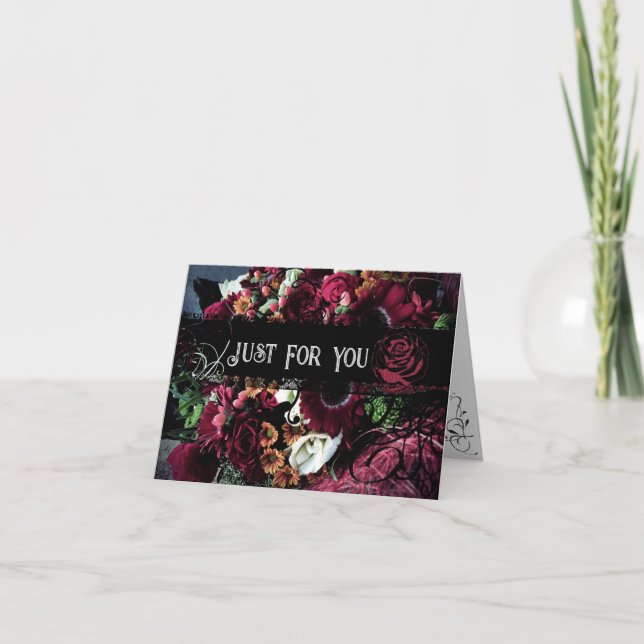 Festividades Cartão de Férias Dobrável com Flores Dramáticas Pa (Frente)